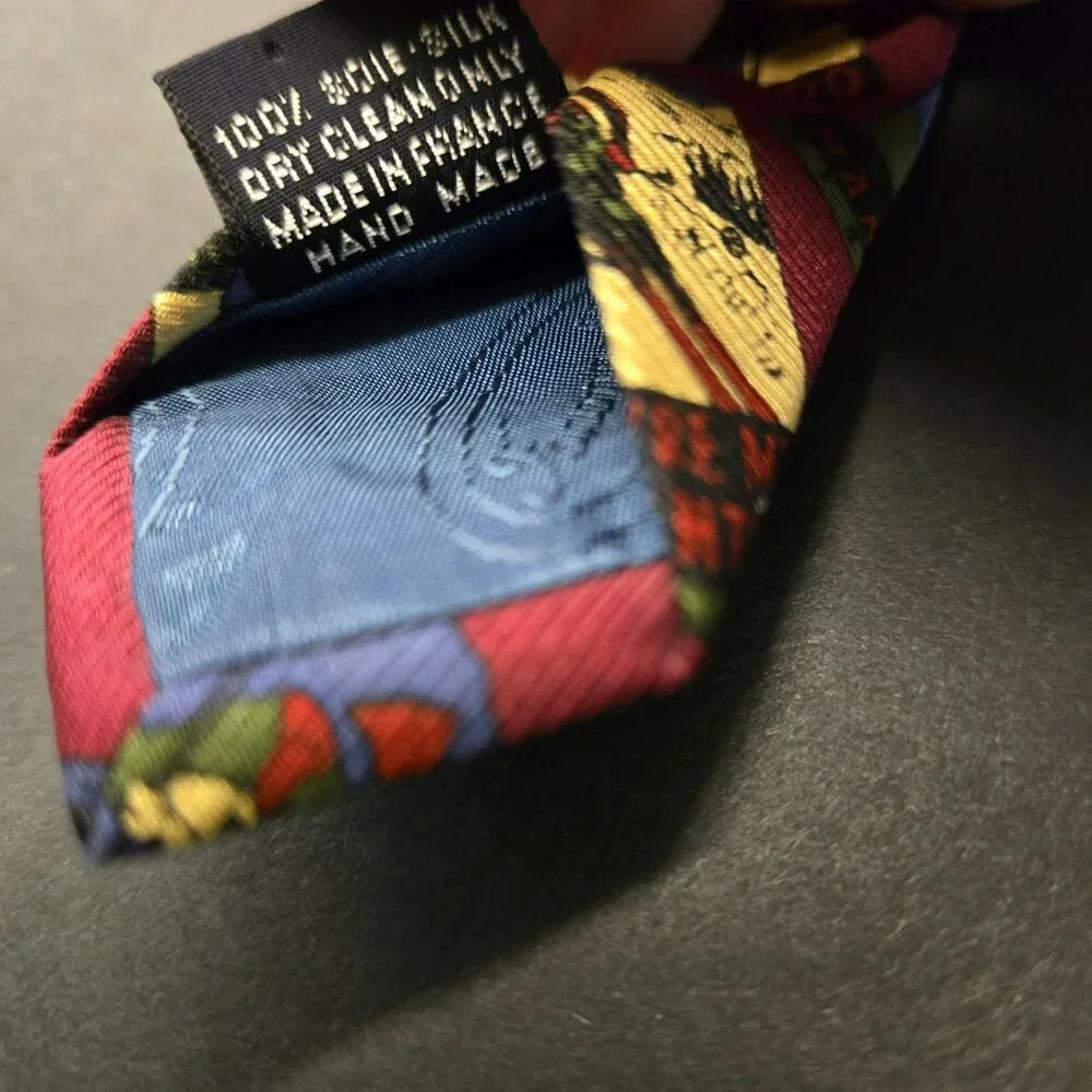 Vintage Façonnable Colorado Ski Theme Handmade Silk Tie 58 X 3.75 Made In France - Picture 6 of 7
